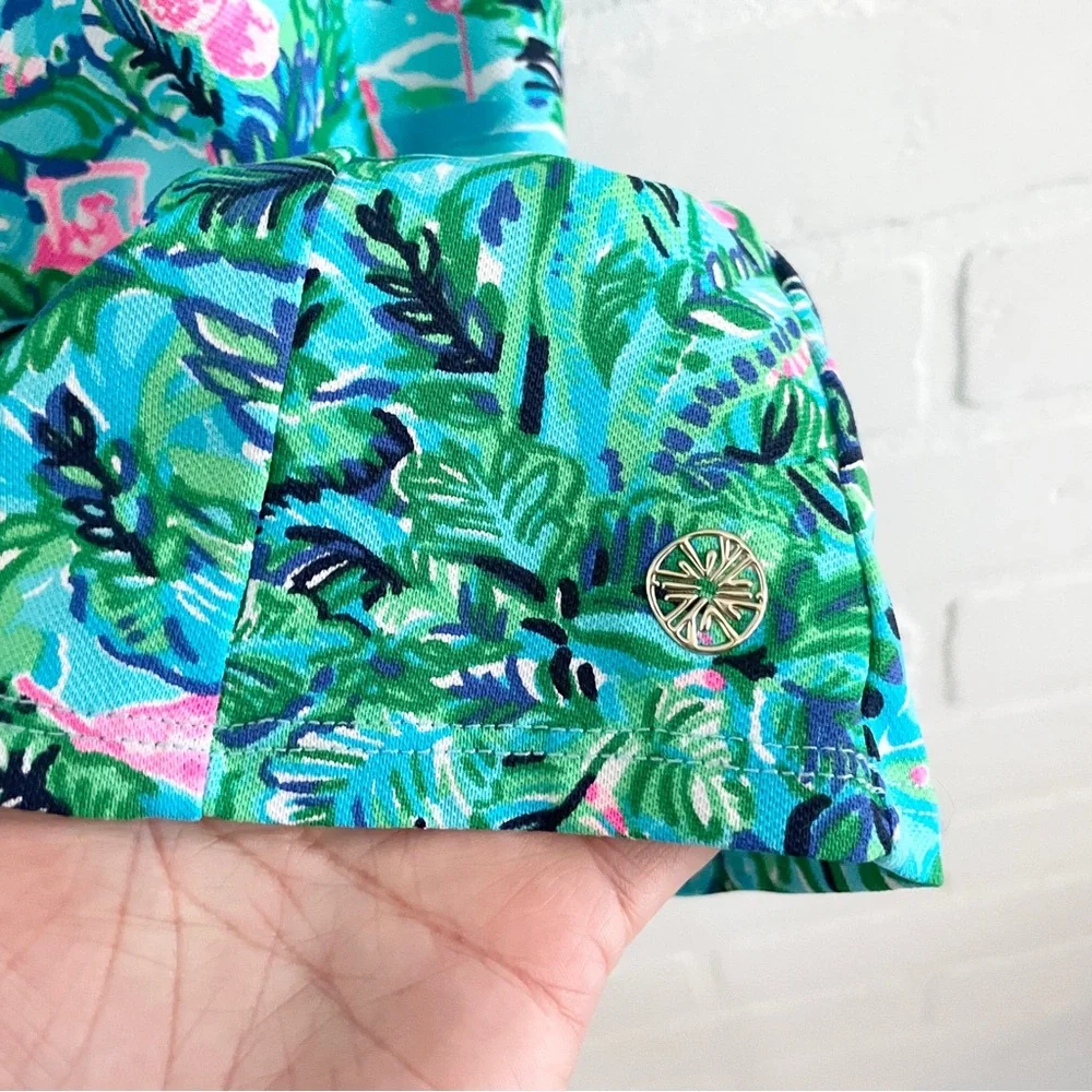 Lilly Pulitzer Imara Golf Print Polo Top Novelty Gold Buttons XS - Picture 10 of 16